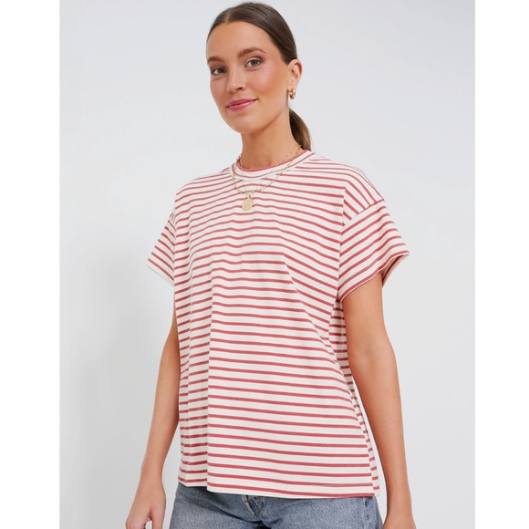 Tuckernuck Pomander Place red striped Presley tee - Picture 1 of 8